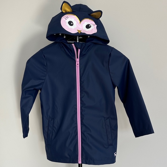 Joules Other - Joules Navy Blue Kids Raincoat with Pink Owl Hood